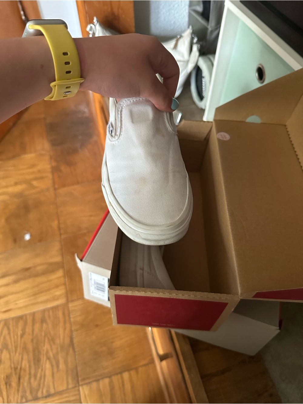 Vans White Classic Slip-On Sneakers